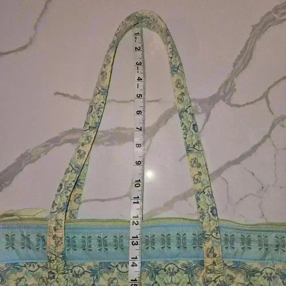 Lemon Hill Cotton Quilted Tote Bag Blue Green White